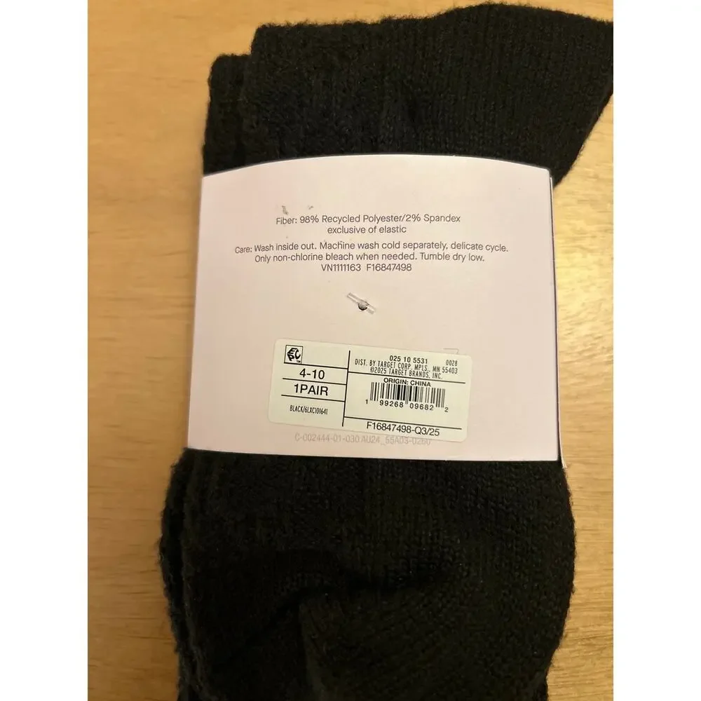 New Women's Auden Knee High Boot Socks Super soft Black Shoe size 4-10